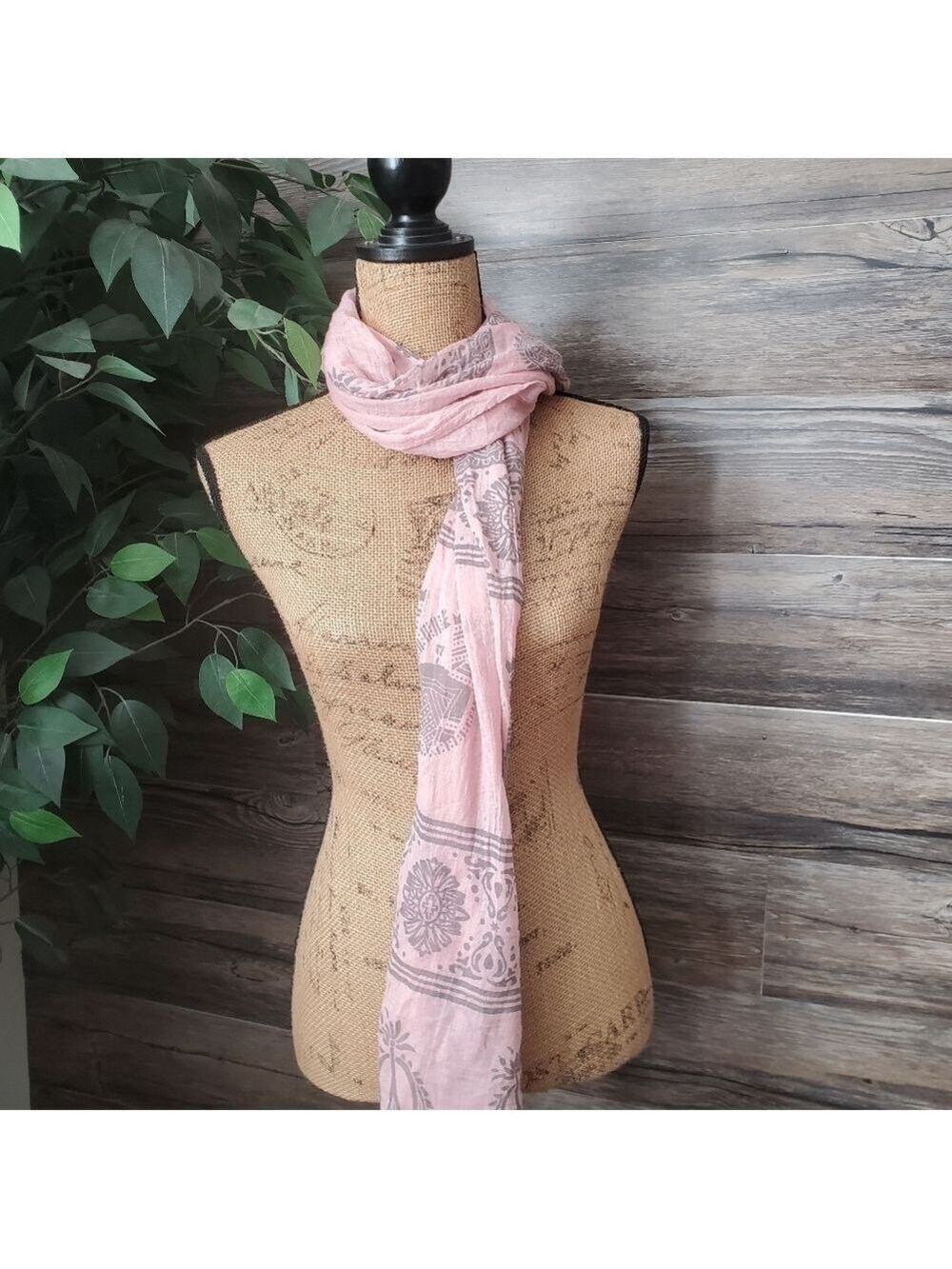 Pink Pastel Boho Cotton Scarf Wrap Fringe